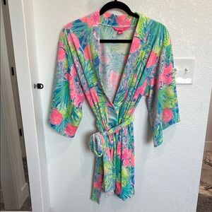 Lilly Pulitzer Floral Tropical Robe with Belt